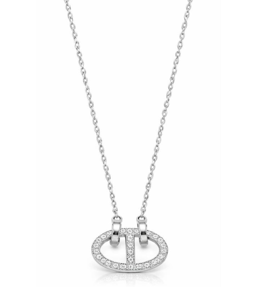 Luna split  Oval Diamond Necklace - Gold